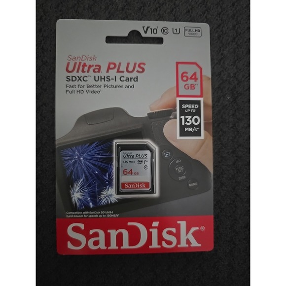 Lot of 3 SanDisk  Ultra Plus SDXC UHS-I Memory Card SDSDUW3-064G-AN6IN - Picture 2 of 3